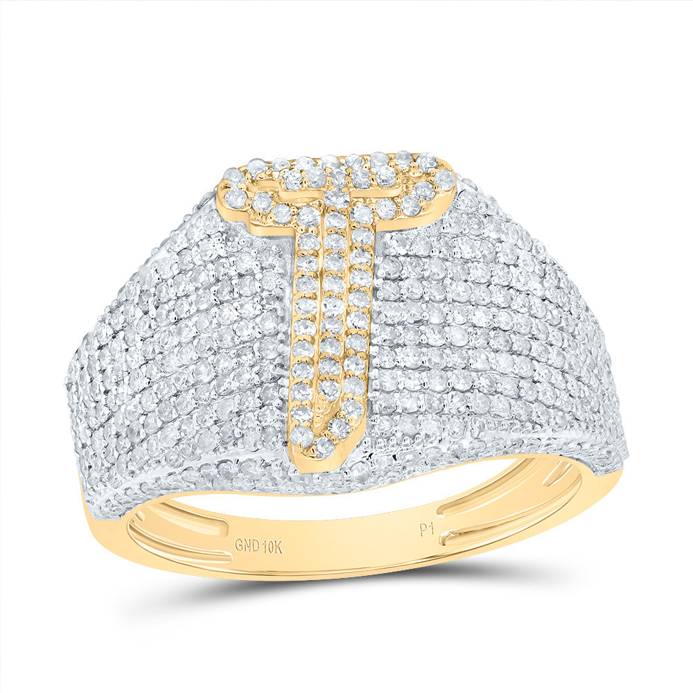 10kt Yellow Gold Diamond Initial Men's Ring