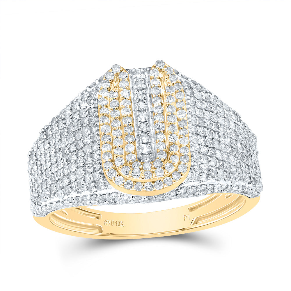 10kt Yellow Gold Diamond Initial Men's Ring