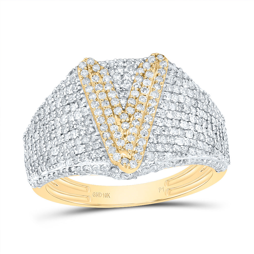 10kt Yellow Gold Diamond Initial Men's Ring
