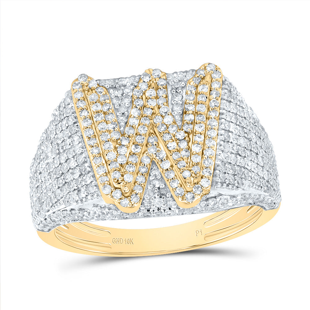 10kt Yellow Gold Diamond Initial Men's Ring