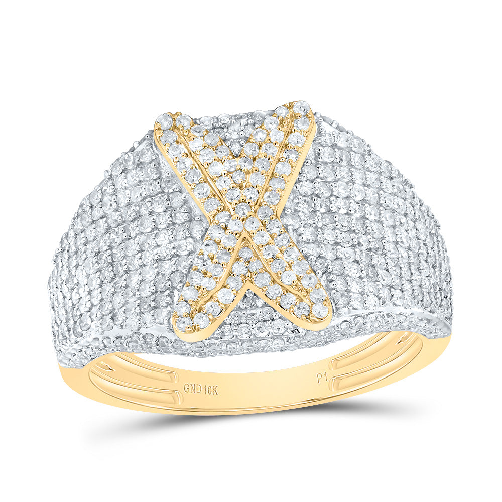 10kt Yellow Gold Diamond Initial Men's Ring