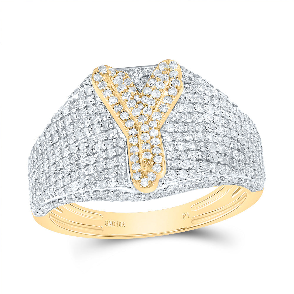 10kt Yellow Gold Diamond Initial Men's Ring