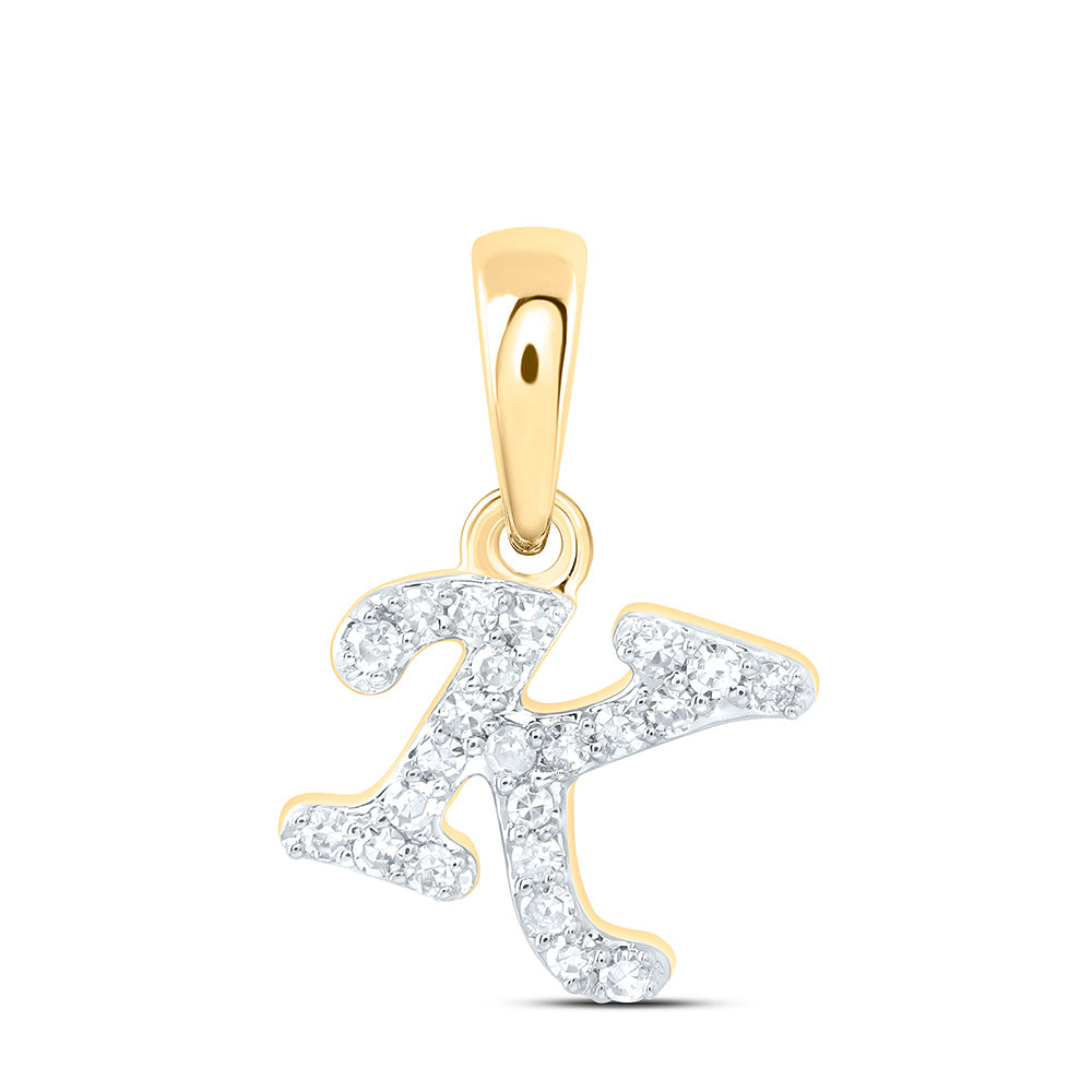 10kt Yellow Or White Gold Diamond Initial Pendant