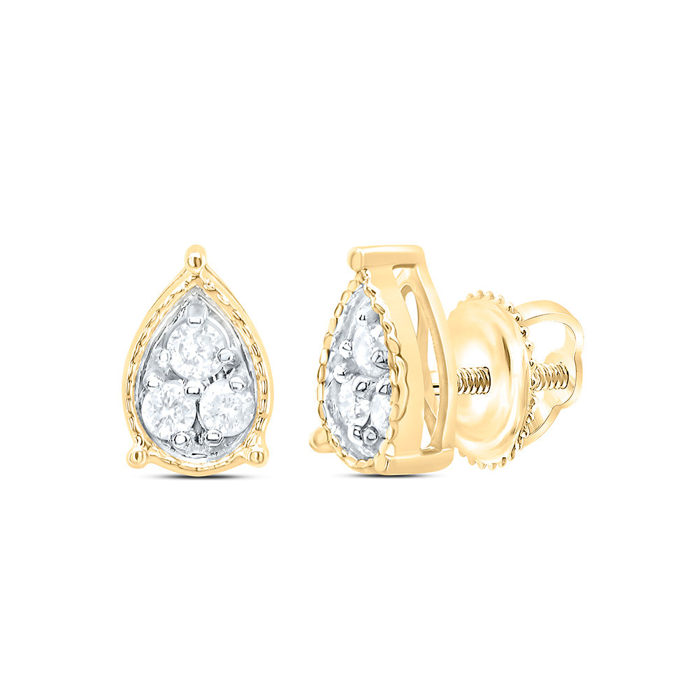 10kt Yellow Gold 1/8 Cttw Diamond Pear Stud Earring
