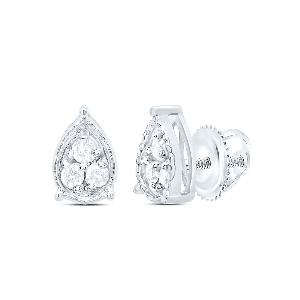10kt White Gold 1/8 Cttw Diamond Pear Stud Earring