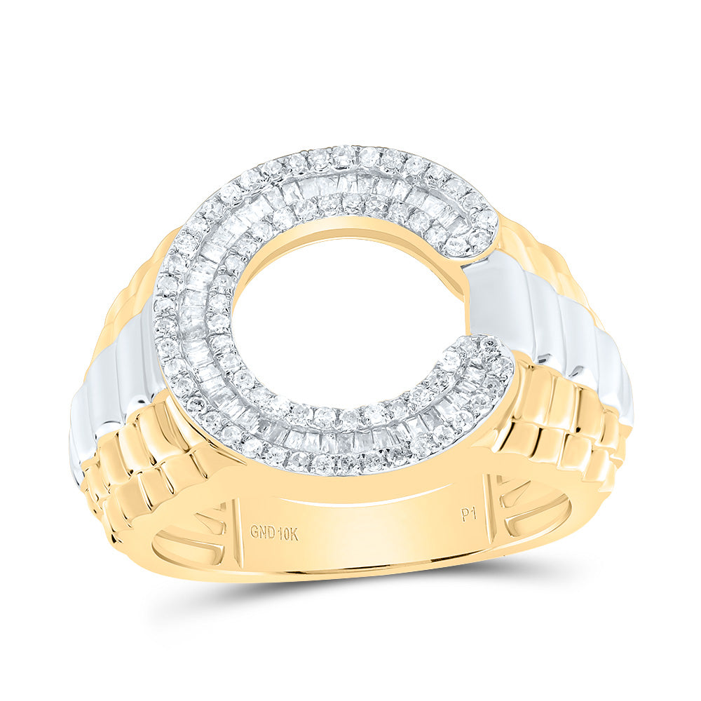 10kt Yellow Gold Natural Diamond Initial Men's Ring