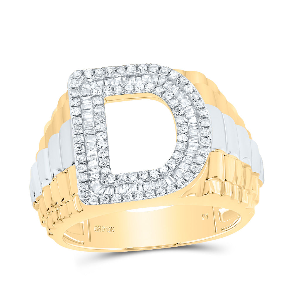 10kt Yellow Gold Natural Diamond Initial Men's Ring