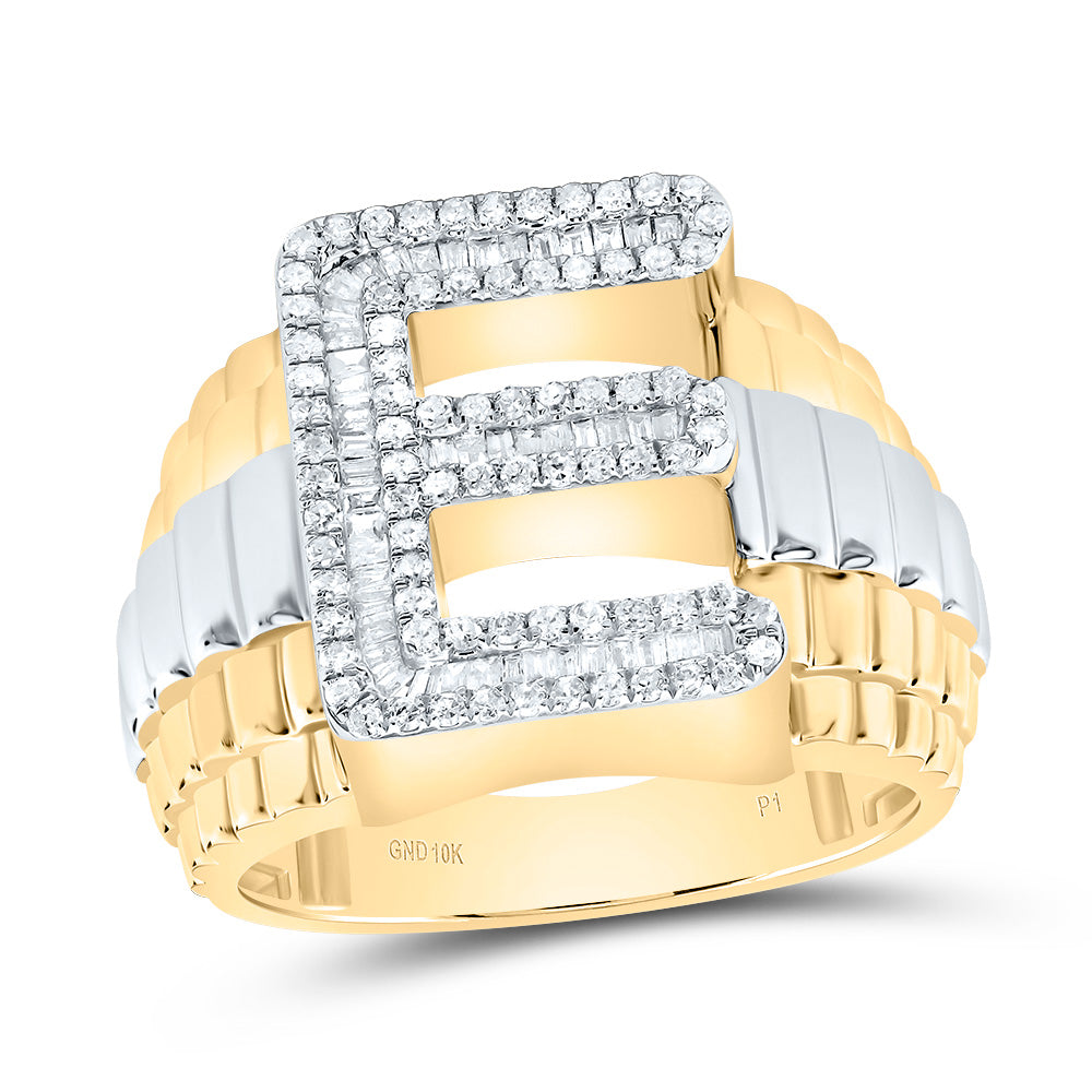 10kt Yellow Gold Natural Diamond Initial Men's Ring