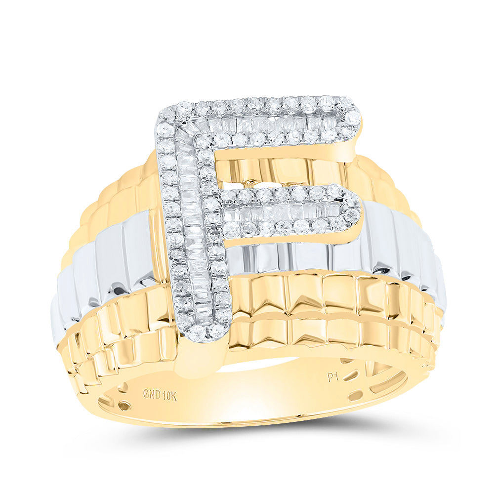 10kt Yellow Gold Natural Diamond Initial Men's Ring