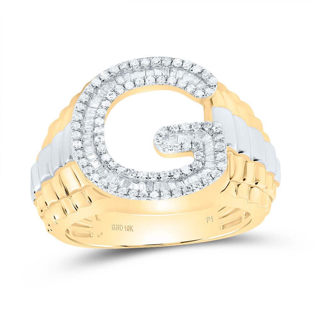 10kt Yellow Gold Natural Diamond Initial Men's Ring