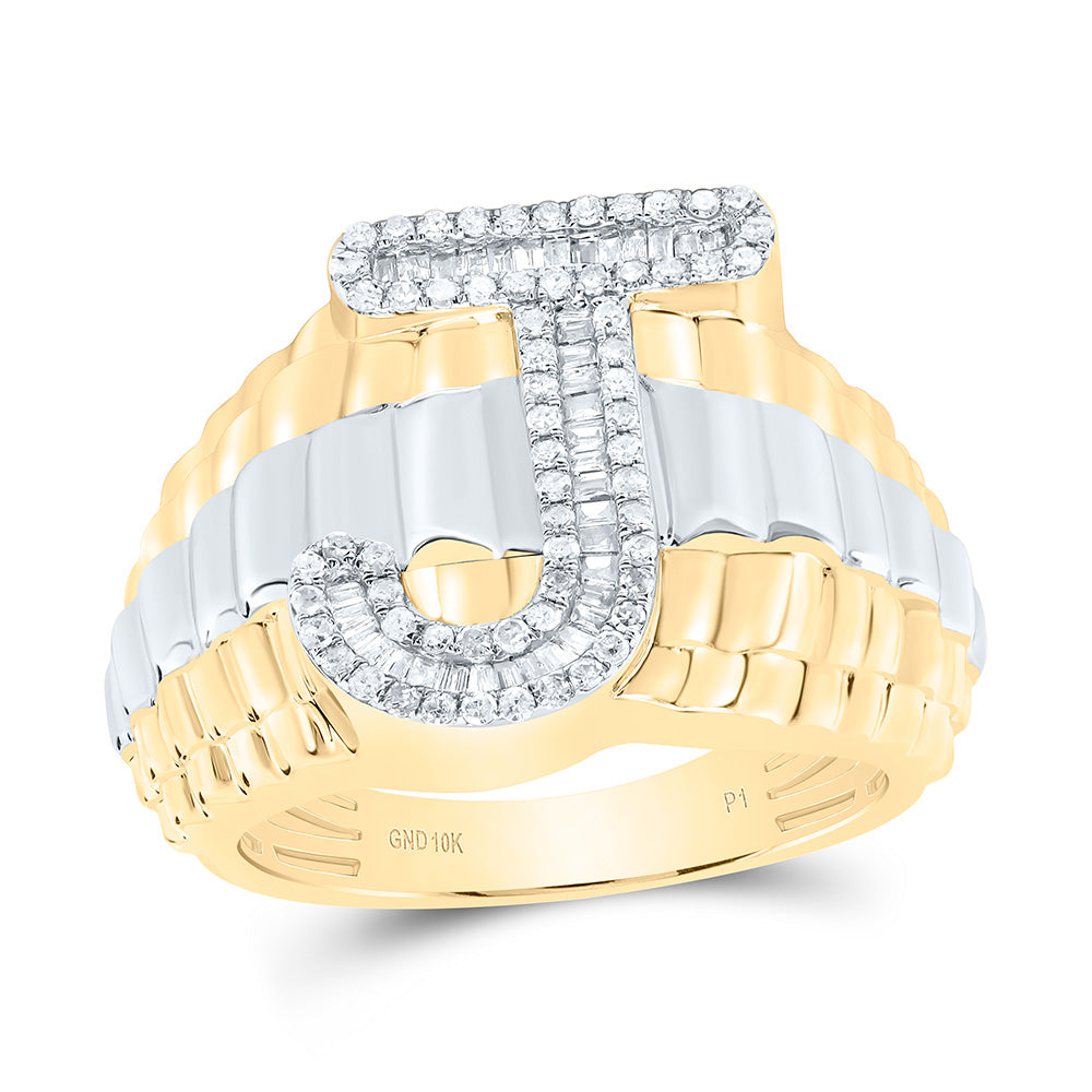 10kt Yellow Gold Natural Diamond Initial Men's Ring