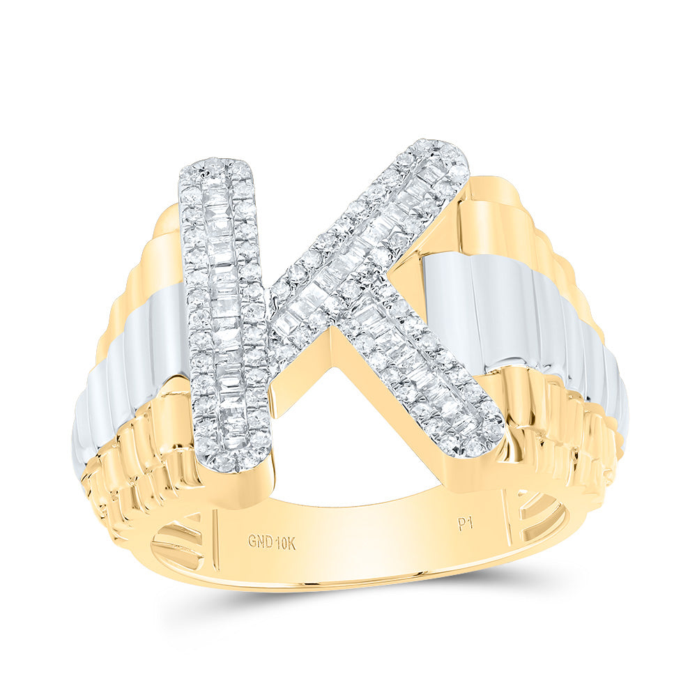 10kt Yellow Gold Natural Diamond Initial Men's Ring