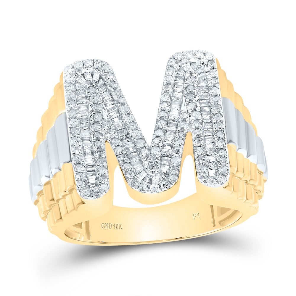 10kt Yellow Gold Natural Diamond Initial Men's Ring