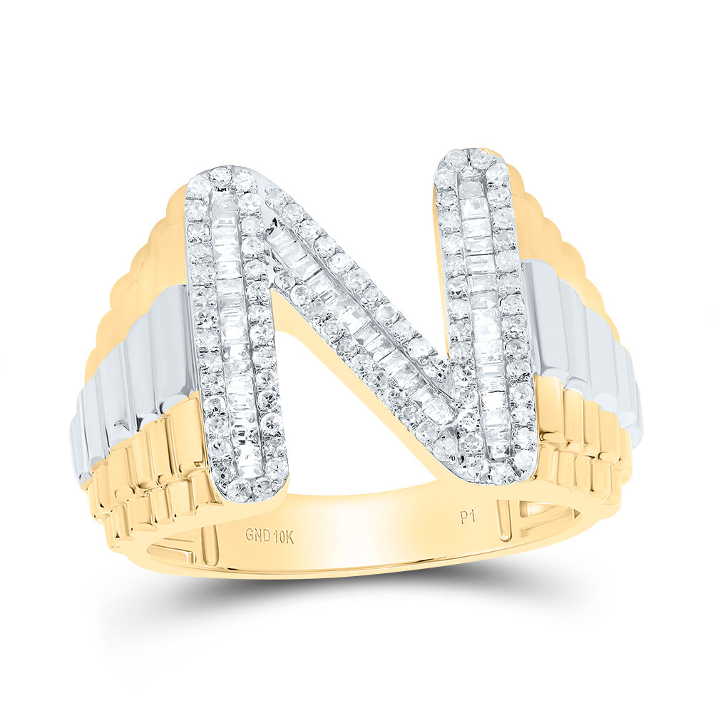 10kt Yellow Gold Natural Diamond Initial Men's Ring