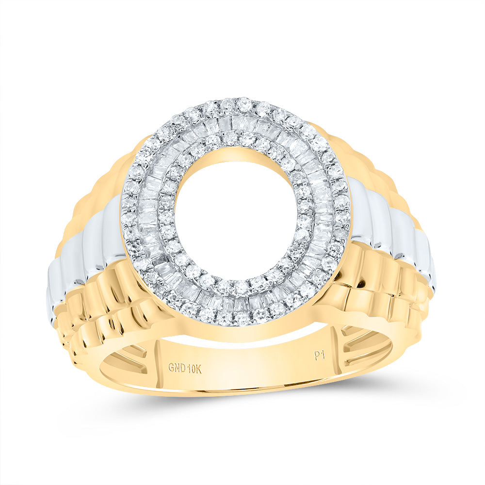 10kt Yellow Gold Natural Diamond Initial Men's Ring
