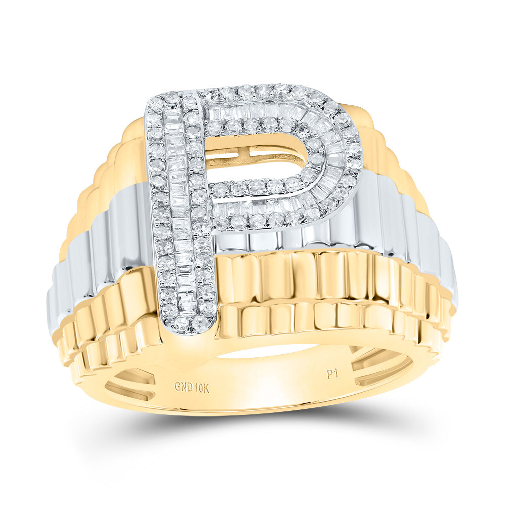 10kt Yellow Gold Natural Diamond Initial Men's Ring