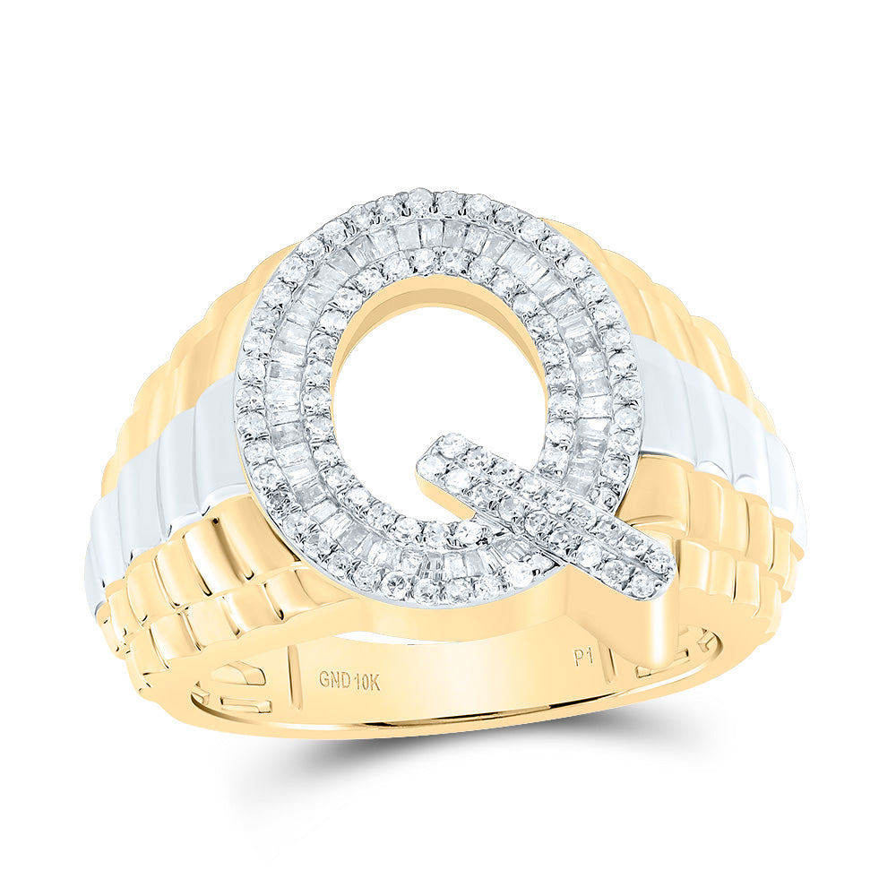 10kt Yellow Gold Natural Diamond Initial Men's Ring