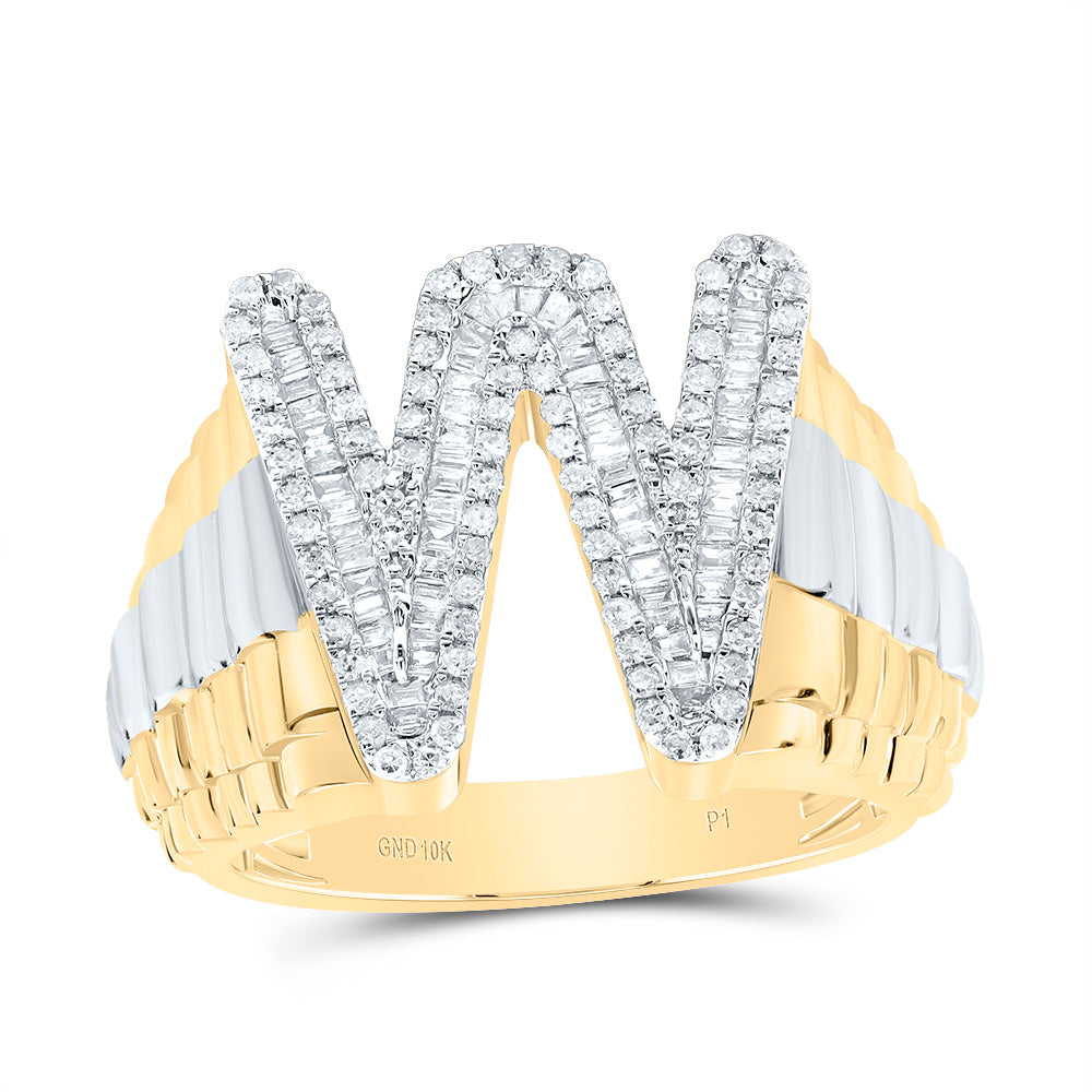 10kt Yellow Gold Natural Diamond Initial Men's Ring