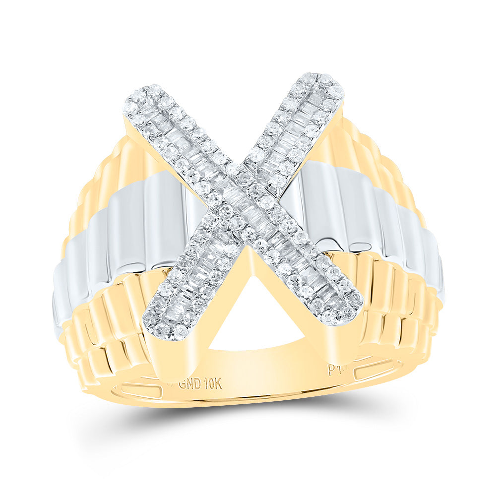 10kt Yellow Gold Natural Diamond Initial Men's Ring
