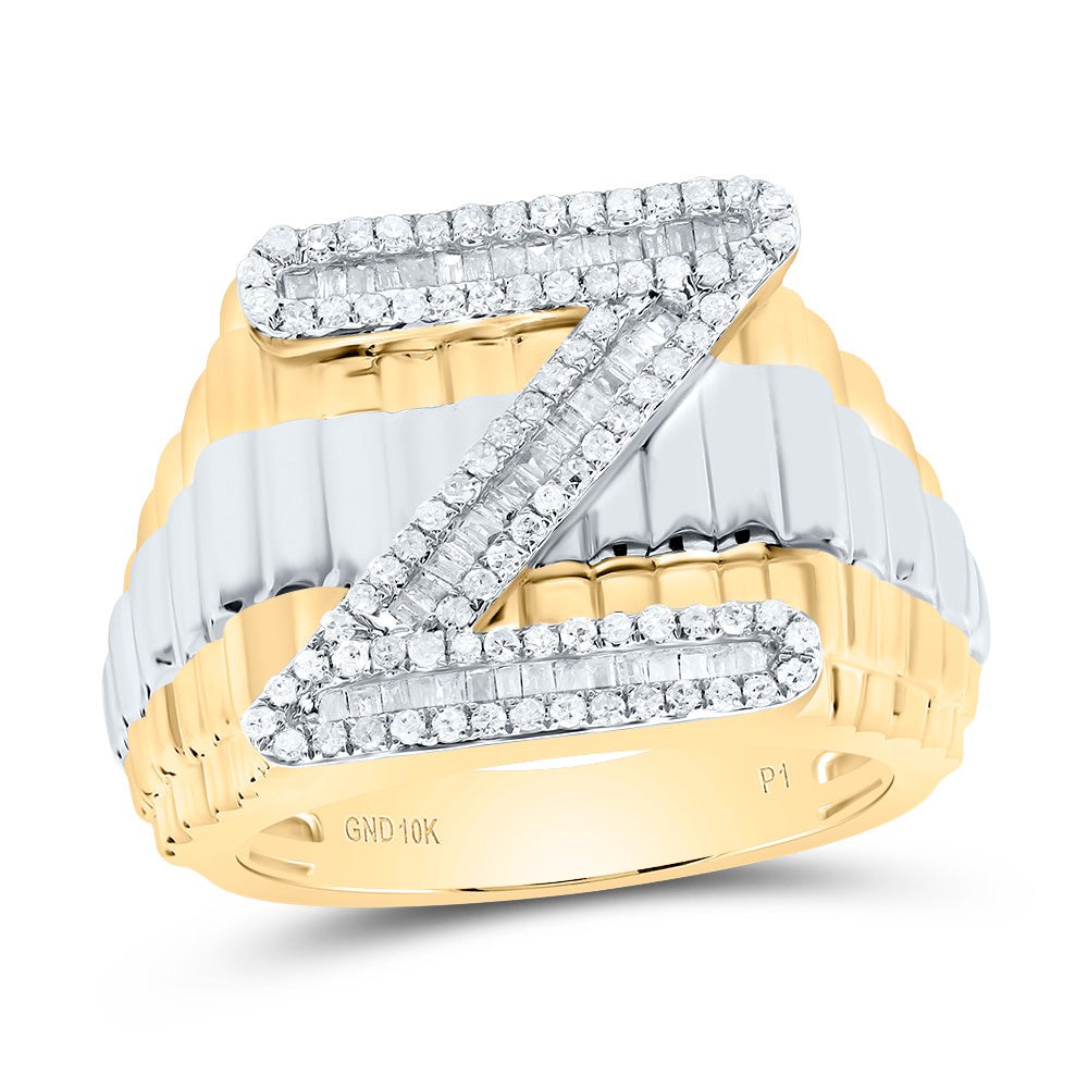 10kt Yellow Gold Natural Diamond Initial Men's Ring
