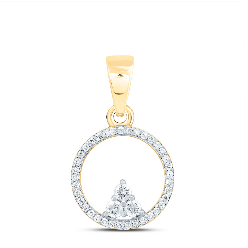 10kt Yellow Gold 1/5 Cttw Diamond Round Pendant