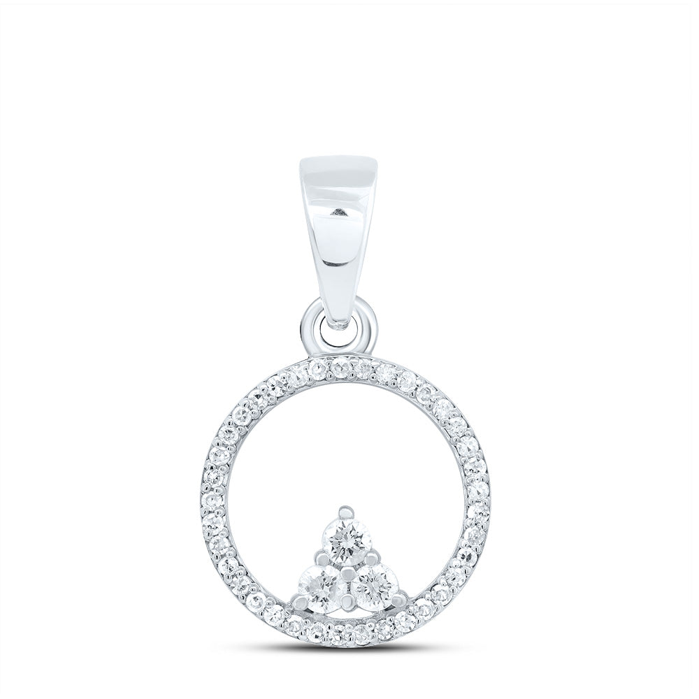 10kt White Gold 1/5 Cttw Diamond Round Pendant