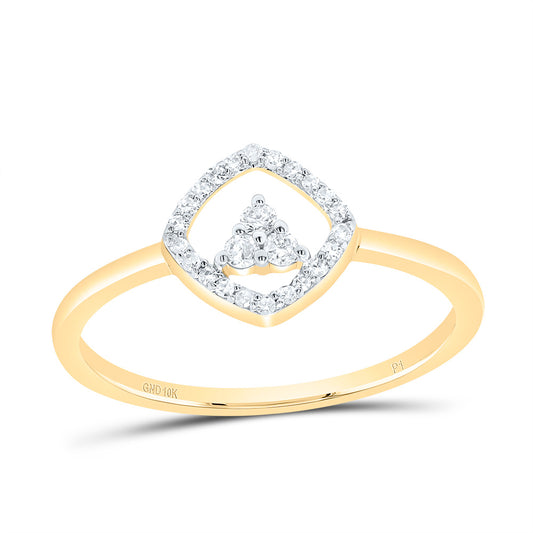 10kt Yellow Gold 1/8 Cttw Diamond Cushion Wedding Engagement Anniversary Ring, Women Size: 5-9