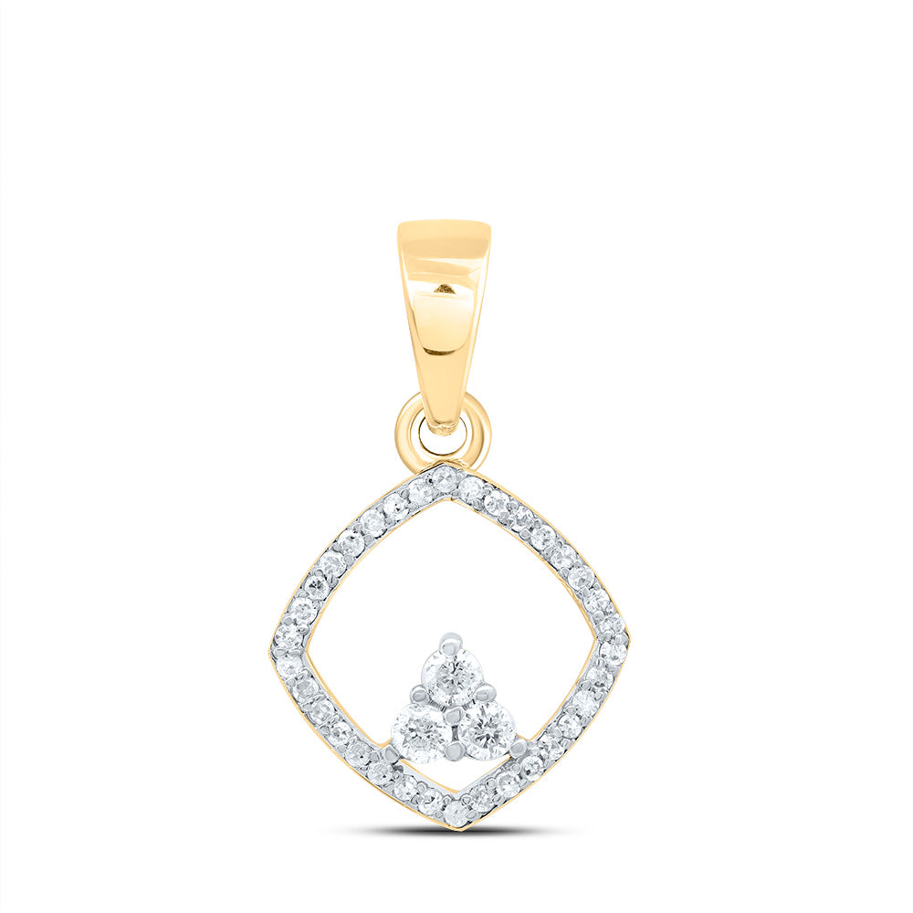 10kt Yellow Gold 1/5 Cttw Diamond Cushion Pendant