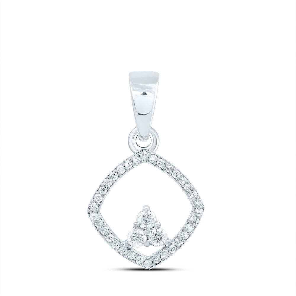 10kt White Gold 1/5 Cttw Diamond Cushion Pendant