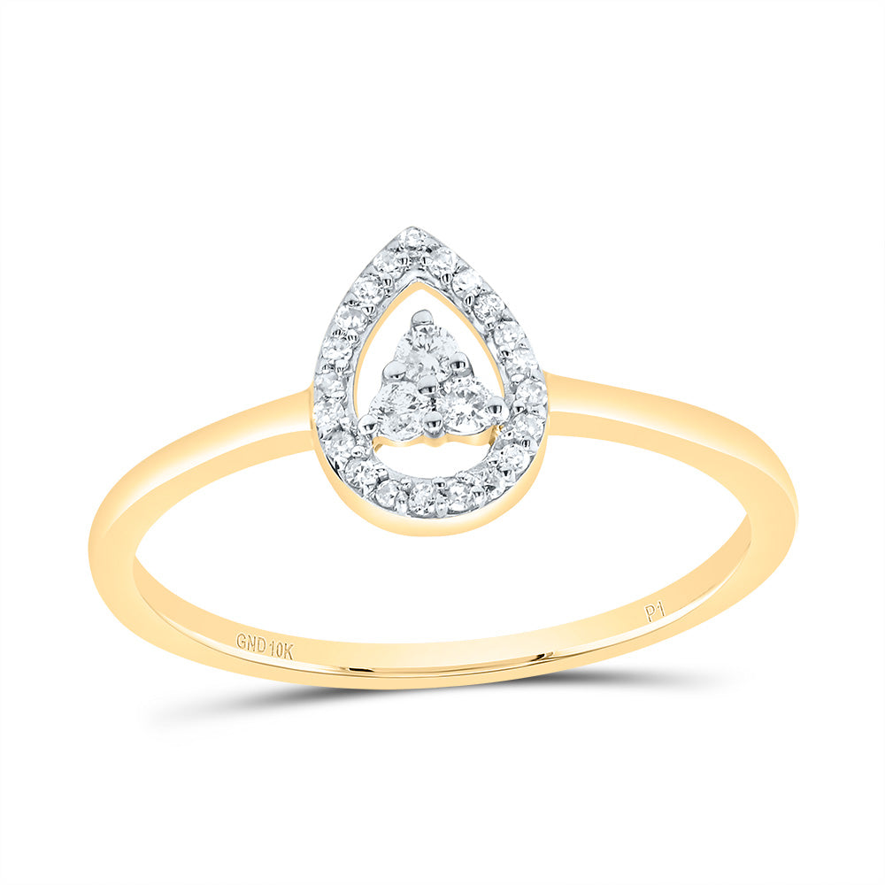 10kt Yellow Gold 1/10 Cttw Diamond Pear Wedding Engagement Anniversary Ring, Women Size: 5-9