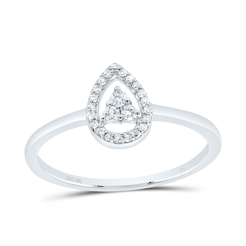 10kt White Gold 1/10 Cttw Diamond Pear Wedding Engagement Anniversary Ring, Women Size: 5-9