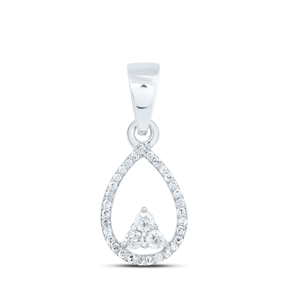 10kt White Gold 1/6 Cttw Diamond Pear Pendant