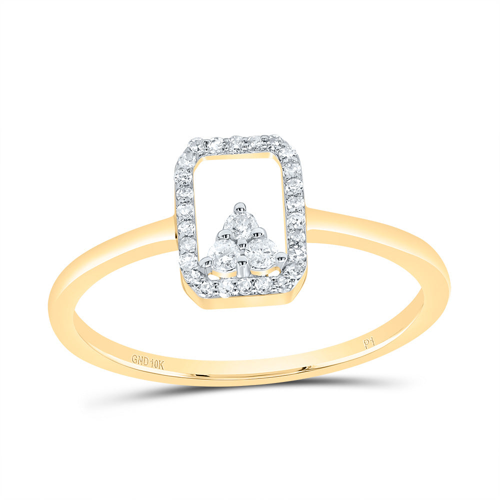 10kt Yellow Gold 1/8 Cttw Diamond Emerald Wedding Engagement Anniversary Ring, Women Size: 5-9