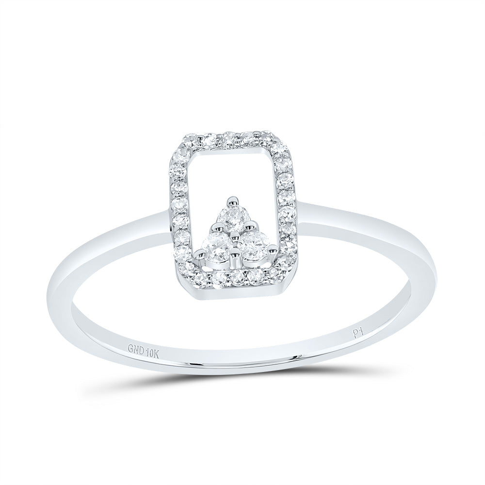 10kt White Gold 1/8 Cttw Diamond Emerald Wedding Engagement Anniversary Ring, Women Size: 5-9