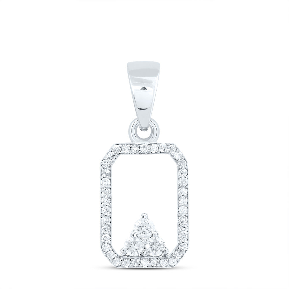 10kt White Gold 1/5 Cttw Diamond Emerald Pendant