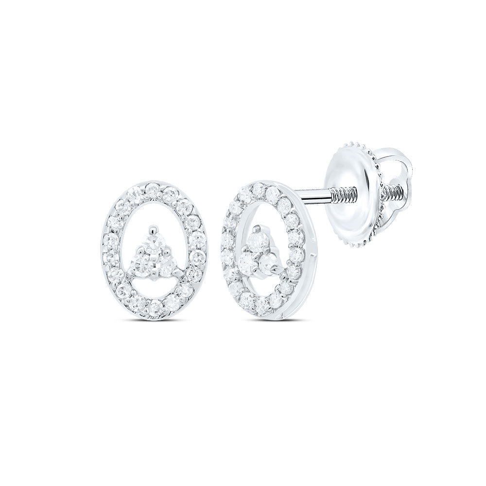 10kt White Gold 1/6 Cttw Diamond Oval Stud Earring