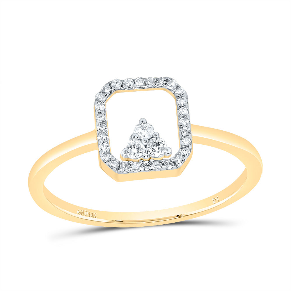 10kt Yellow Gold 1/8 Cttw Diamond Octagon Wedding Engagement Anniversary Ring, Women Size: 5-9