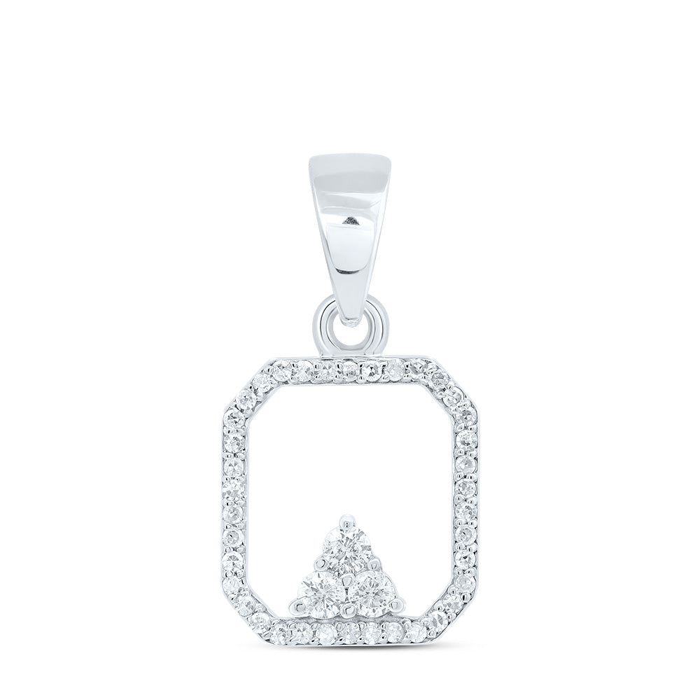 10kt White Gold 1/5 Cttw Diamond Octagon Pendant