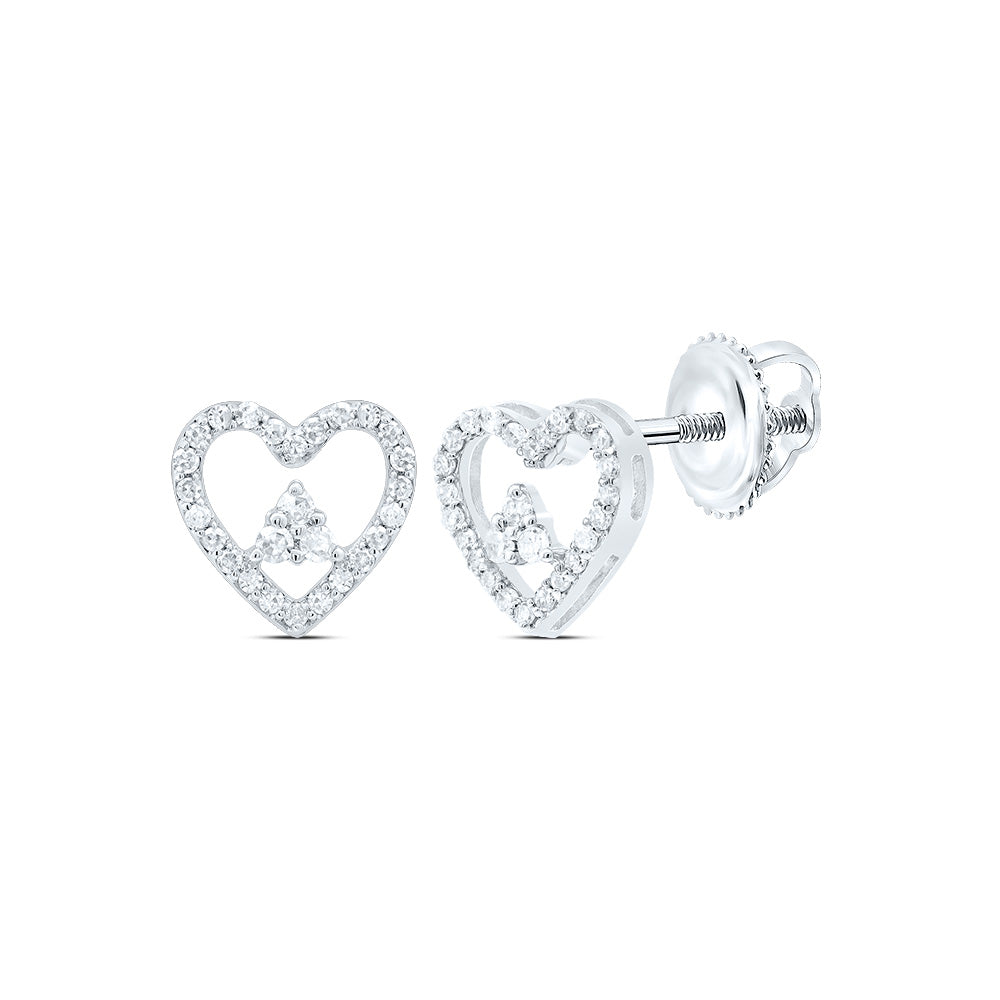 10kt White Gold 1/5 Cttw Natural Diamond Heart Stud Earring