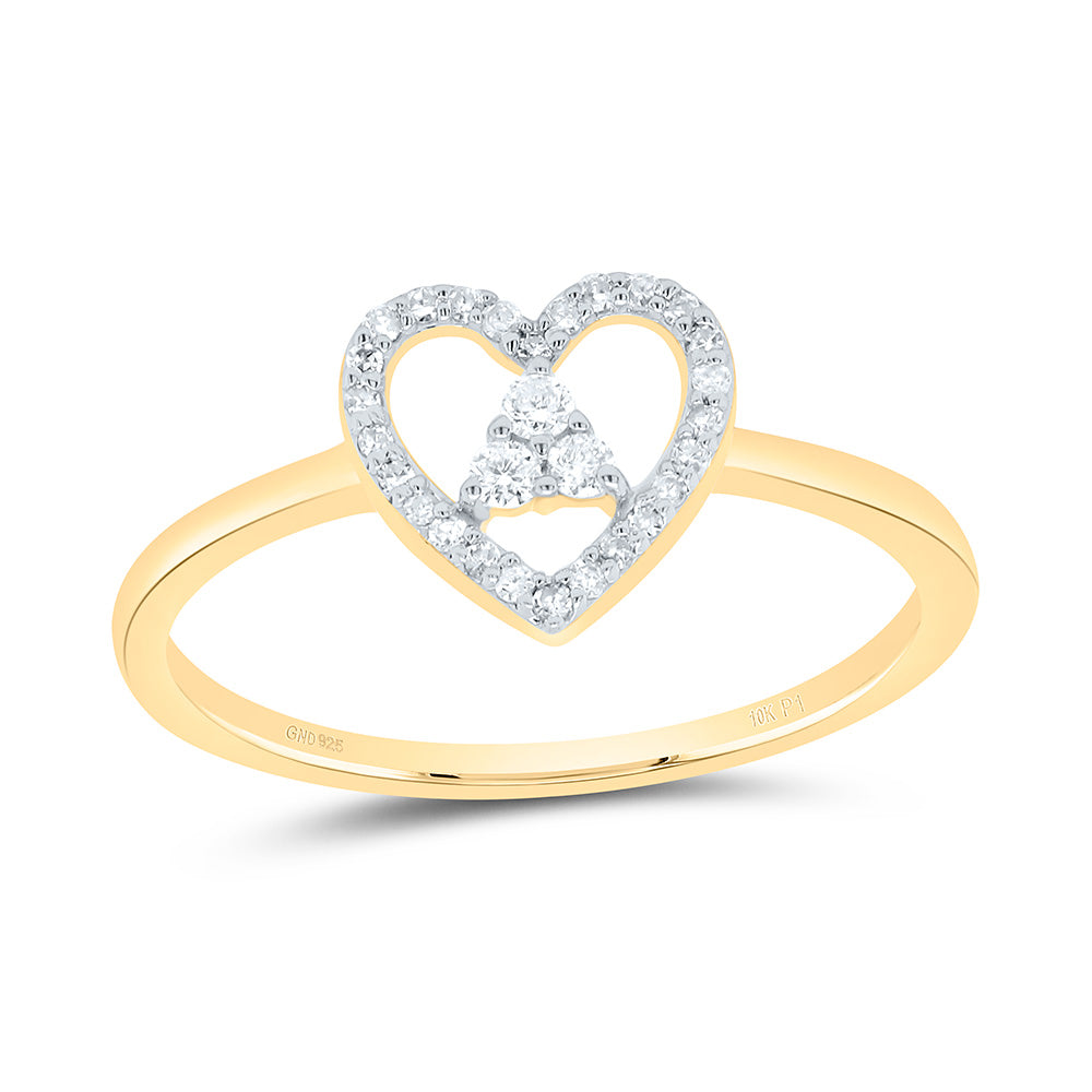 10kt Yellow Gold 1/8 Cttw Natural Diamond Heart Wedding Engagement Anniversary Ring, Women Size: 5-9