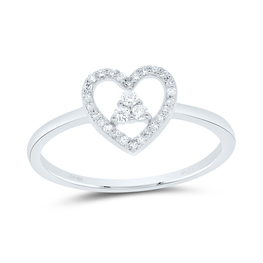 10kt White Gold 1/8 Cttw Natural Diamond Heart Wedding Engagement Anniversary Ring, Women Size: 5-9