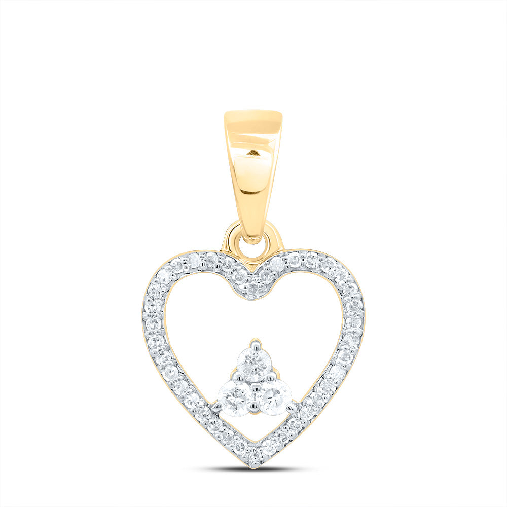 10kt Yellow Gold 1/5 Cttw Natural Diamond Heart Pendant