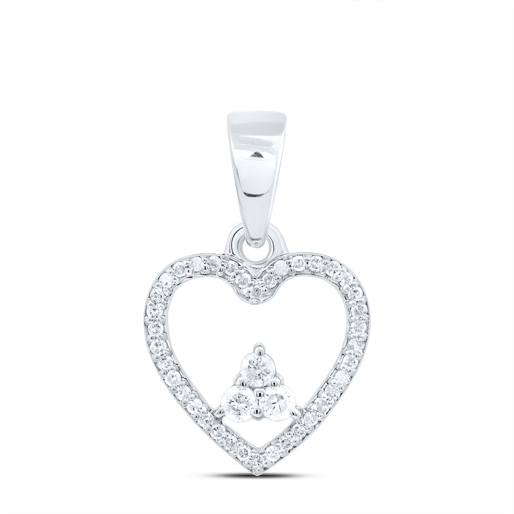10kt White Gold 1/5 Cttw Natural Diamond Heart Pendant