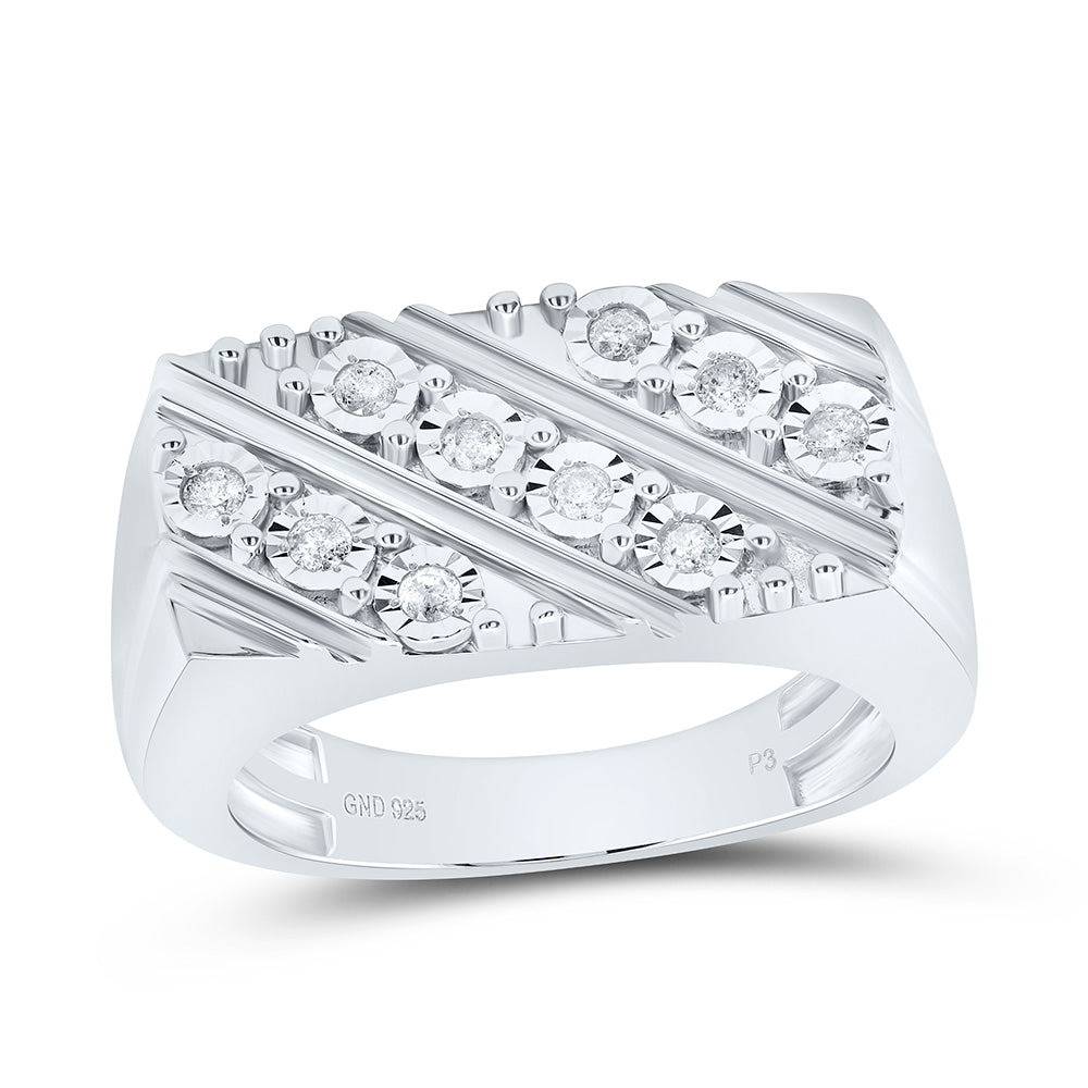 Sterling Silver 1/4 Cttw Diamond Men's Ring, Men Size: 8-12