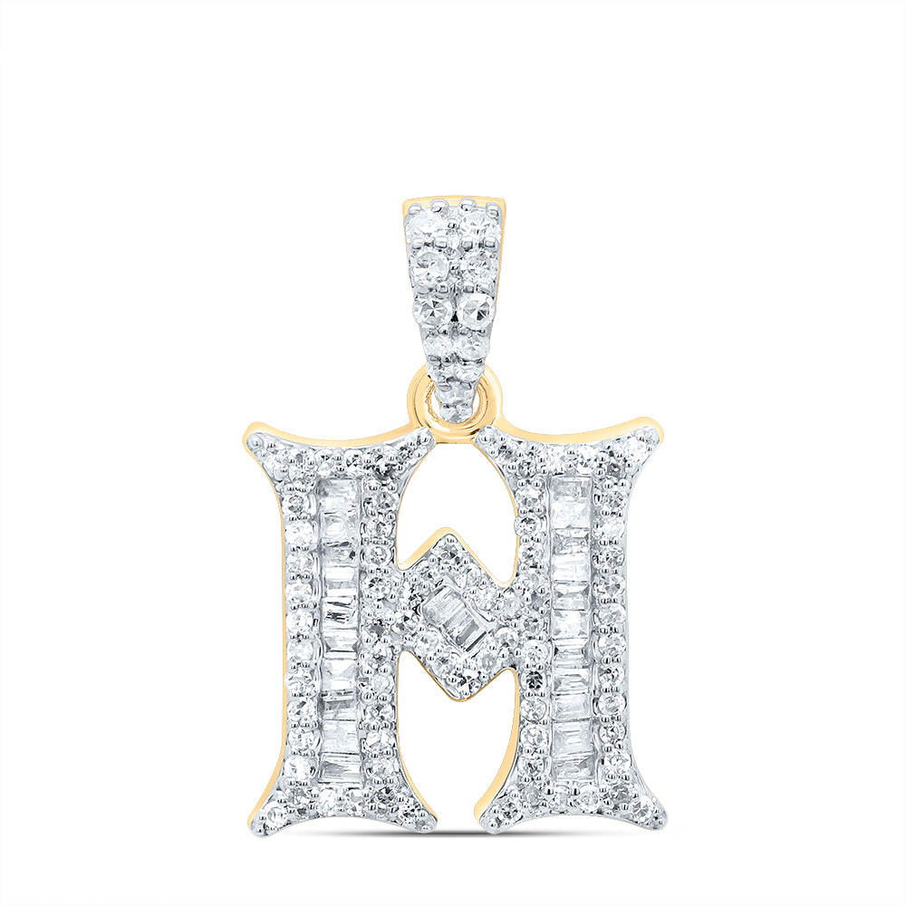 10kt Yellow Or White Gold Diamond Initial Baguette Pendant