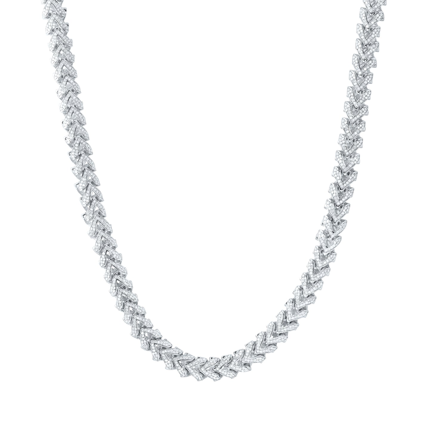 Sterling Silver 6 Cttw Diamond 8.00mm Franco Men's Chain, Length: 22 Inch