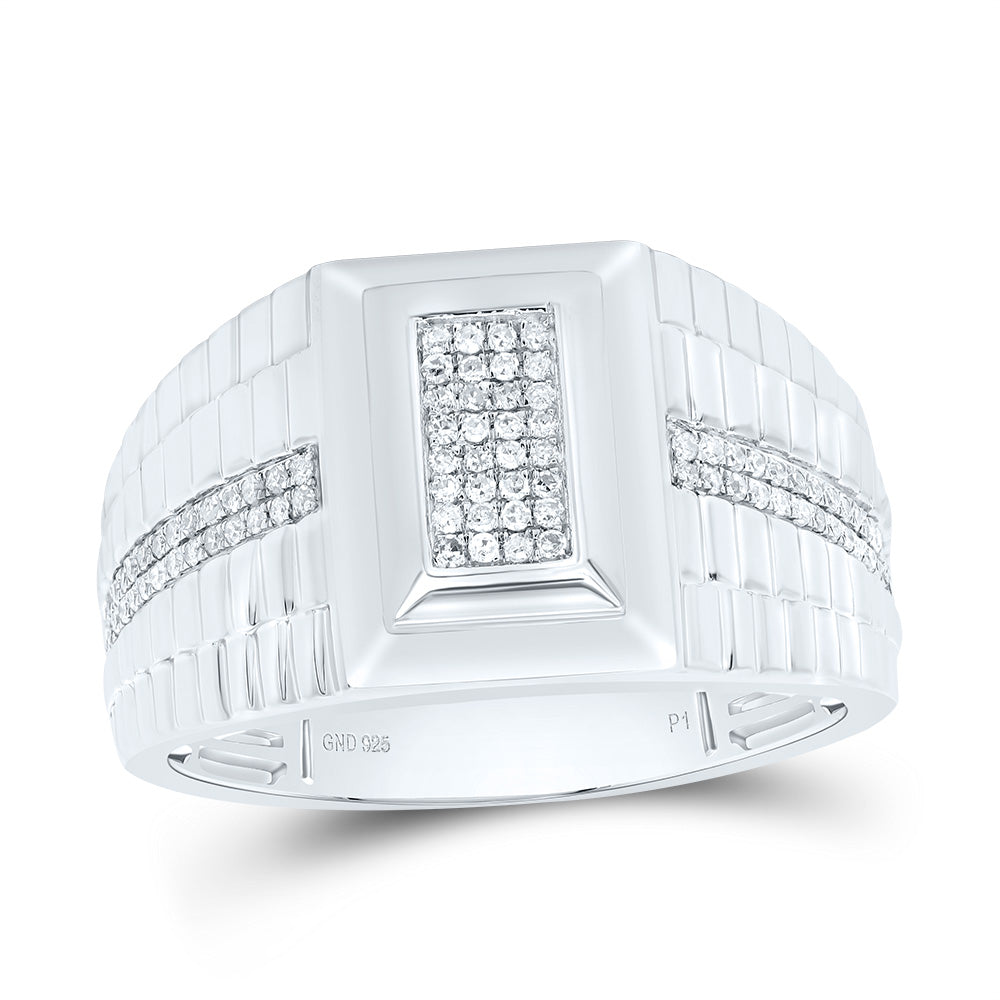 Sterling Silver 1/4 Cttw Diamond Men's Ring, Men Size: 8-12