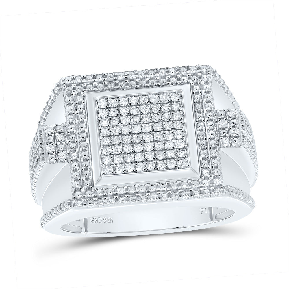 Sterling Silver 3/8 Cttw Diamond Men's Ring, Men Size: 8-12