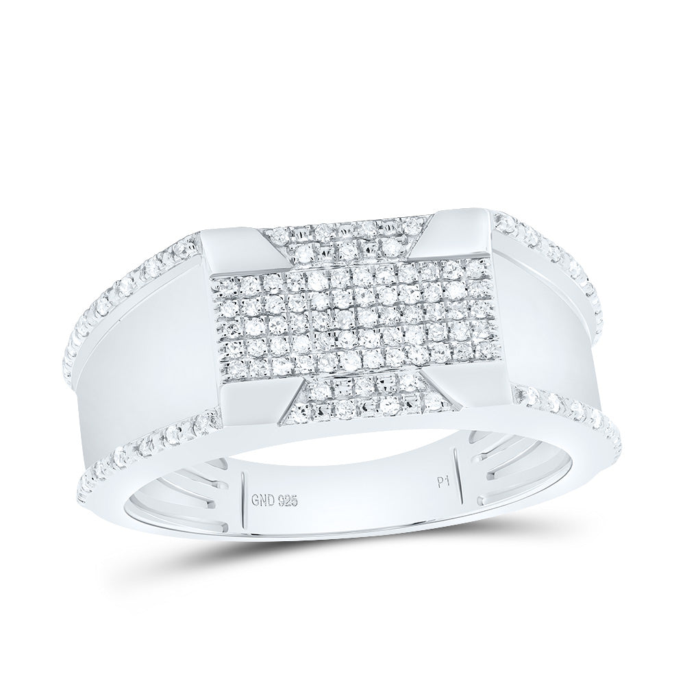 Sterling Silver 1/3 Cttw Diamond Men's Ring, Men Size: 8-12