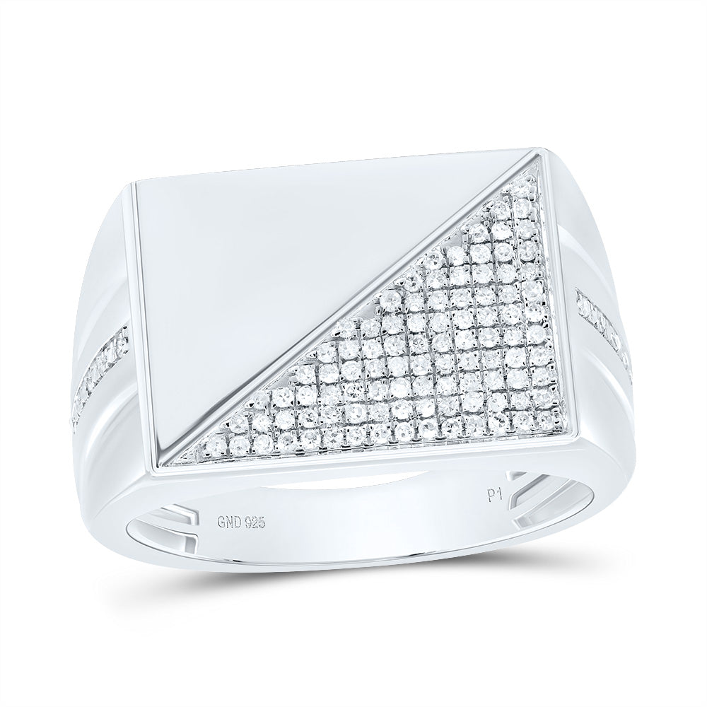 Sterling Silver 1/3 Cttw Diamond Men's Ring, Men Size: 8-12